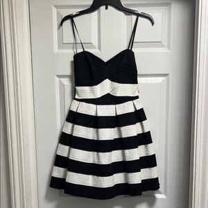 B Darlin Black and White Striped Mini Dress